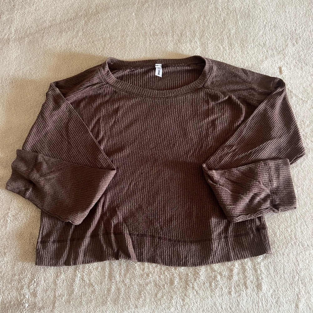Chocolate Brown Women's Ribbed Top